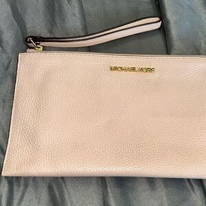 Michael Kors Jet Set Large Zip Clutch Leather Wristlet Blush